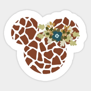 Giraffe Print Floral Mouse Sticker